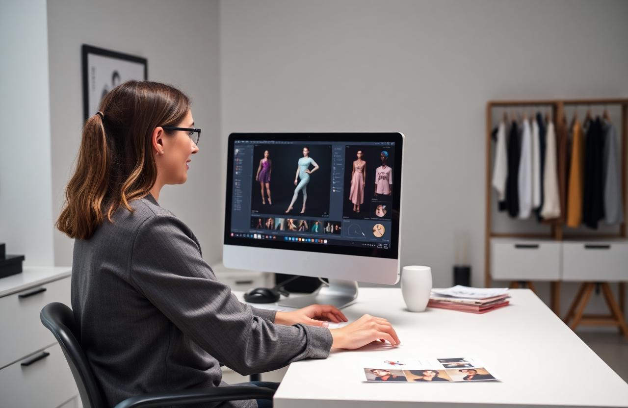 Designer working in Dataiku 3D fashion software